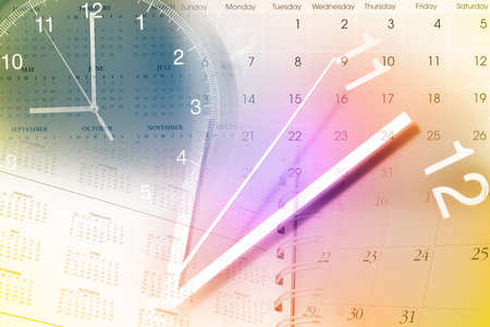 Clock faces and calendars compositeの写真素材