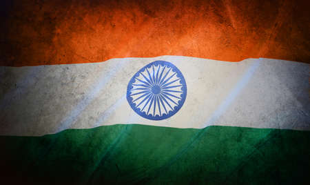 Close-up of grunge India flagの写真素材
