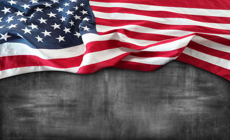 American flag on grey backgroundの写真素材