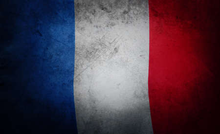 Closre-up of grungy French flagの写真素材