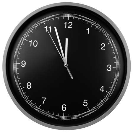 Wall clock showing twelve o'clock isolated on white backgroundの写真素材