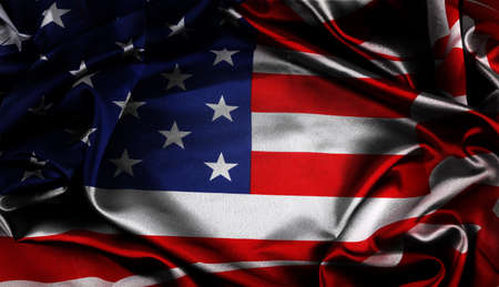 Silky rippled American flag stars and stripesの写真素材