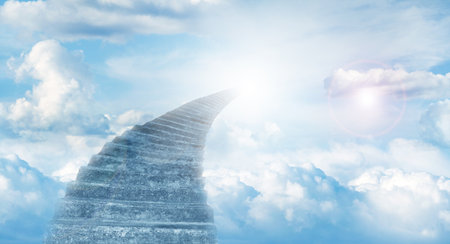 Stairs leading up to sky. Stairway to heavenの写真素材