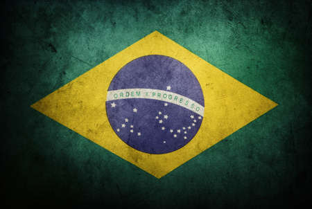 Closeup of grunge Brazilian flagの写真素材