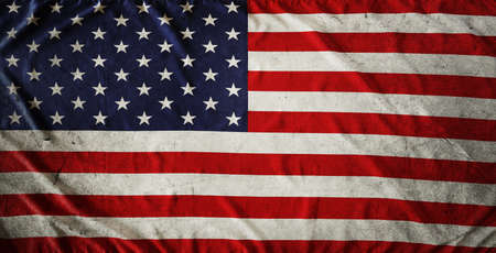 Closeup of grunge American flagの写真素材