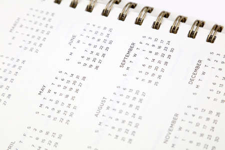 Closeup of numbers on calendar diary pageの写真素材