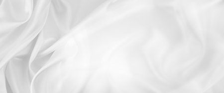 Rippled white silk fabric. Copy spaceの写真素材