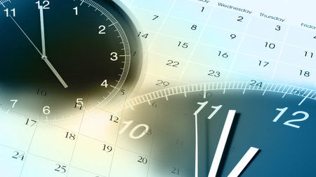 Clock faces and calendars compositeの写真素材