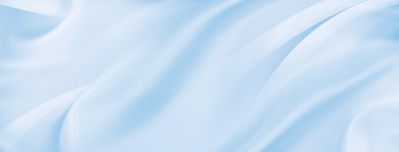Closeup of lines in blue silk fabricの写真素材