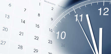 Clock face and calendar compositeの写真素材