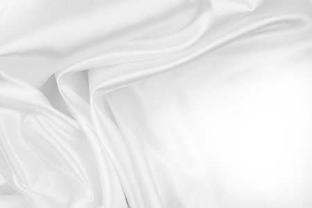 Rippled white silk fabric. Copy spaceの写真素材