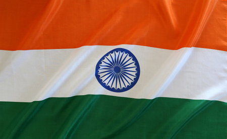 Close-up of silky India flagの写真素材