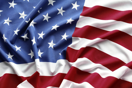 Close-up of rippled American flagの写真素材
