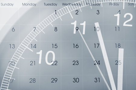 Clock face and calendar compositeの写真素材