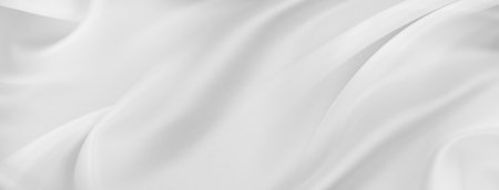 Rippled white silk fabric texture backgroundの写真素材