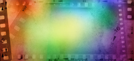 Colorful film negative frames backgroundの写真素材