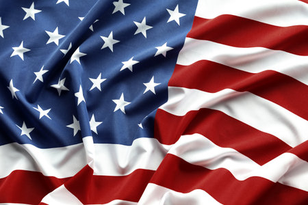 Close-up of rippled American flagの写真素材