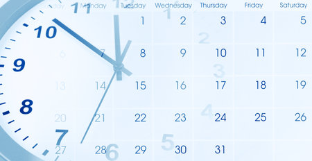 Clock face and calendar compositeの写真素材