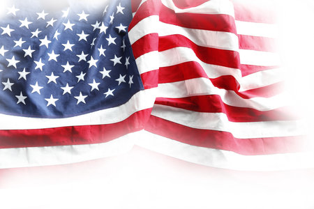 Close-up of rippled American flagの写真素材