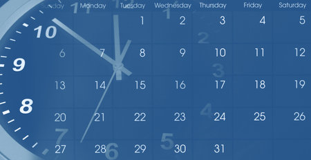 Clock face and calendar compositeの写真素材