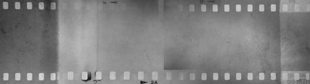 Film negative frames grey background.の写真素材