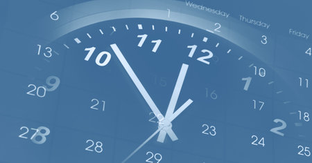 Clock face and calendar compositeの写真素材