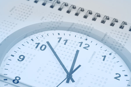 Clock face and calendar diary compositeの写真素材