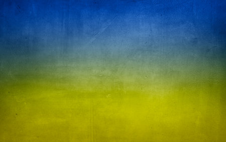 Blue and yellow textured Ukraine concrete wall background