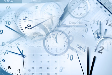 Clock faces and calendars compositeの写真素材