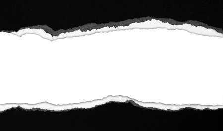 Ripped black paper on plain background, space for copyの写真素材
