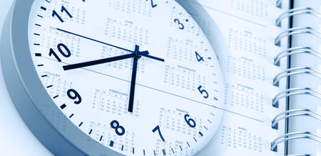 Clock face and calendar diary compositeの写真素材