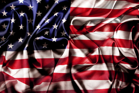 Silky rippled American flag stars and stripesの写真素材