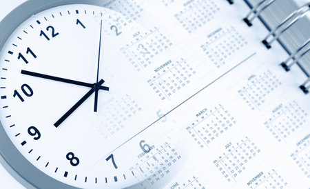 Clock face and calendar diary compositeの写真素材