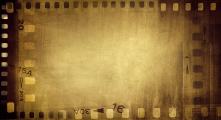 Film negative frames brown backgroundの写真素材