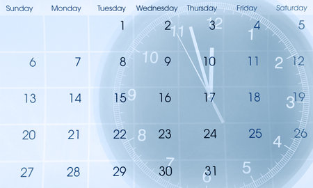 Clock face and calendar compositeの写真素材