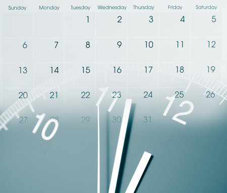 Clock face and calendar compositeの写真素材