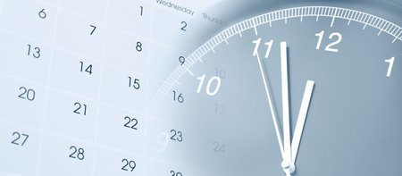 Clock face and calendar compositeの写真素材