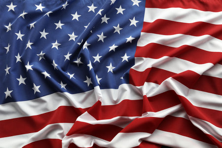 Close-up of rippled American flagの写真素材
