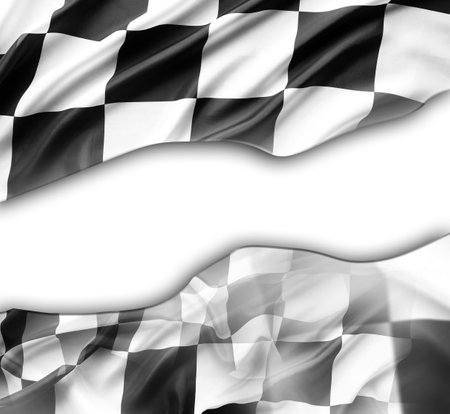 Checkered black and white racing flag. Copy spaceの写真素材