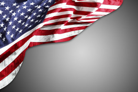 American flag on grey backgroundの写真素材
