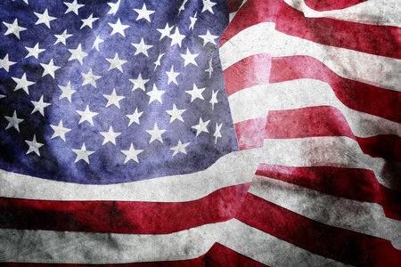 Close-up of grunge American flagの写真素材