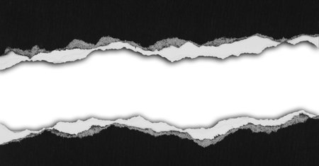 Ripped black paper on plain background, space for copyの写真素材