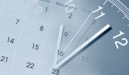Clock face and calendar compositeの写真素材