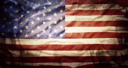 Close-up of grunge American flagの写真素材