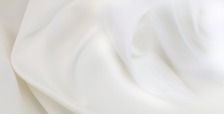 Rippled white silk fabric texture backgroundの写真素材