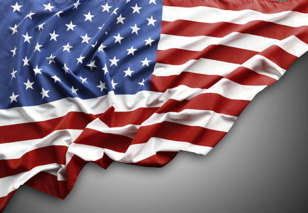 American flag on grey backgroundの写真素材