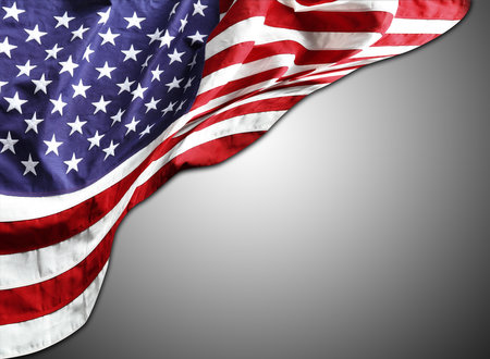 American flag on grey backgroundの写真素材