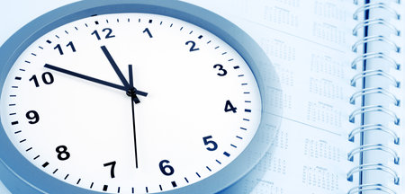 Clock face and calendar diary compositeの写真素材