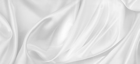Rippled white silk fabric texture backgroundの写真素材