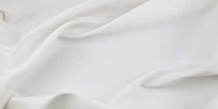 Rippled white silk fabric texture backgroundの写真素材